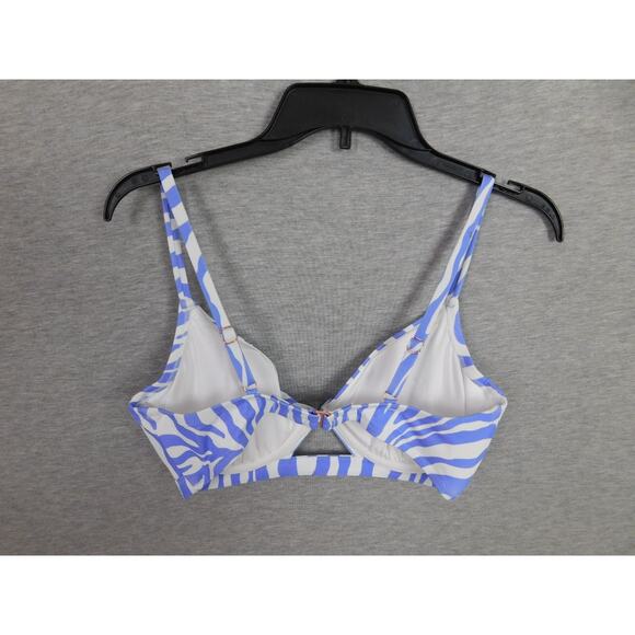 Shade & Shore Bikini Top 34D Purple White Zebra Print Underwire Padded Cups - Picture 3 of 6